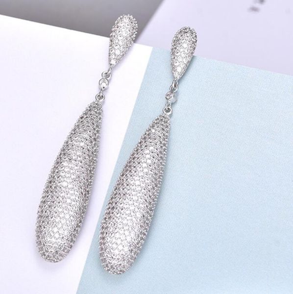 

jewelry waterdrop shape earrings zircon crystal dangle earrings for women fashion of shpping, Silver