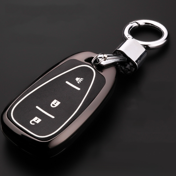 

zinc alloy+luminous leather car smart key cover case for cruze malibu xl camaro equinox 2016 2017 2018 auto key case