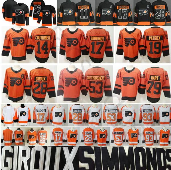 

2019 Stadium Series Philadelphia Flyers Jerseys 79 Carter Hart 14 Couturier 28 Claude Giroux 17 Simmonds 19 Patrick 53 Shayne Gostisbehere