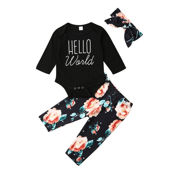

new toddler baby girl romper jumpsuit floral pants headband outfit clothes set 3fs, Pink;blue