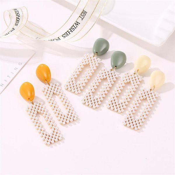 

fashion pearls dangle earrings elegant women oversize pearl geometric sweet style earrings classic lady jewelry party gift tta-1142, Silver