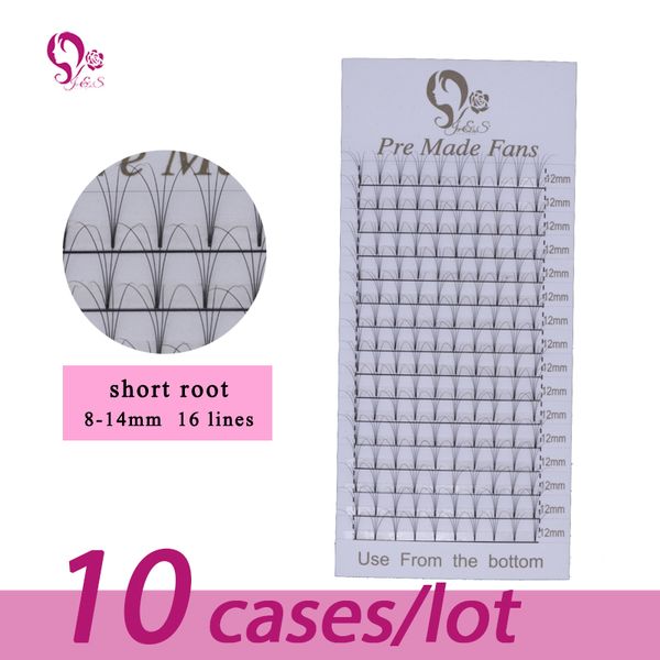 

j&s 10 trays short stem 4d pre made fans eyelashes extension false lashes russian volume individual lash