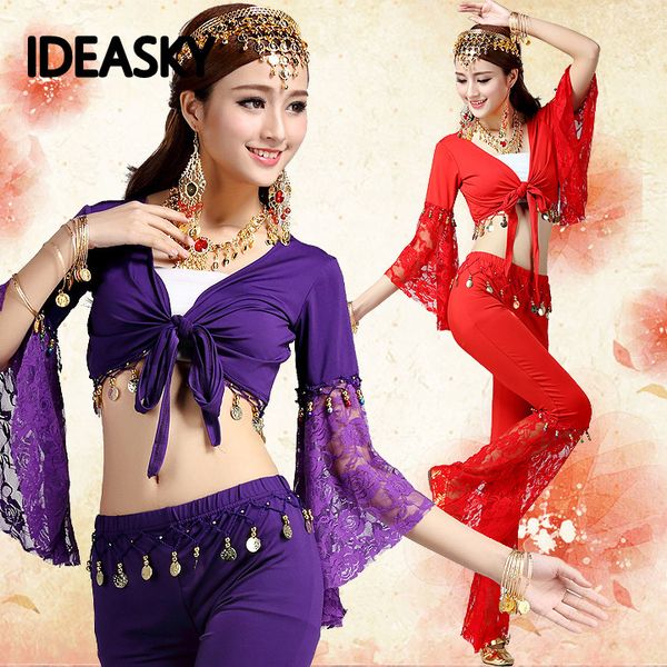 

bollywood women belly dance costumes for adults plus size womens india bellydance professional set suits pants tribal, Black;red