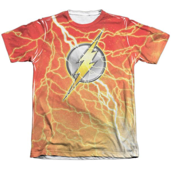 

flash fulmine logo tutt'intorno stampa sublimazione autorizzato adulto t-shirt, White;black