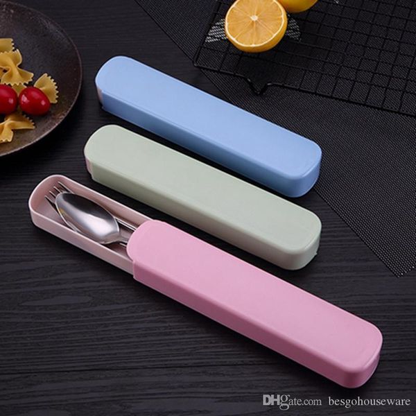 

portable stainless steel tableware set outdoor activity travel tableware set three-piece fork spoon chopsticks set with pp box bh0409 tqq