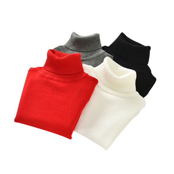 

2020 spring baby boys girls turtleneck sweaters kids sweaters for winter knitted bottoming boys baby boy clothes, Blue