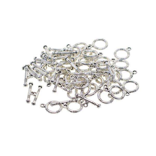 

50 new connectors necklace round circle toggle clasps bronze silver diy gift hot, Black