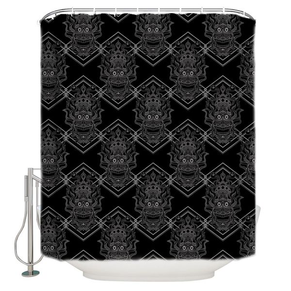 

halloween themed geometric faces shower curtain waterproof bathroom curtain