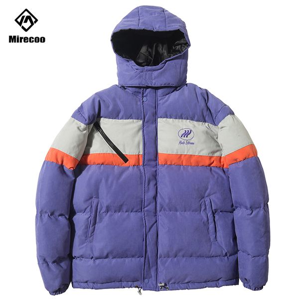 

padded hit color puffer down jacket parka warm harajuku men winter windbreaker streetwear bomber jacket coat warm outwear 2019, Black