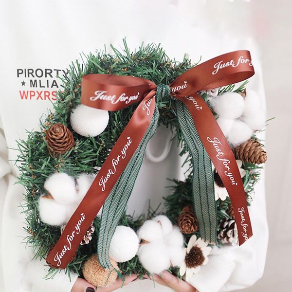 

30cm christmas wreath pine cone xmas wreath rattan door pendant garland for mall wall window christmas tree decoration