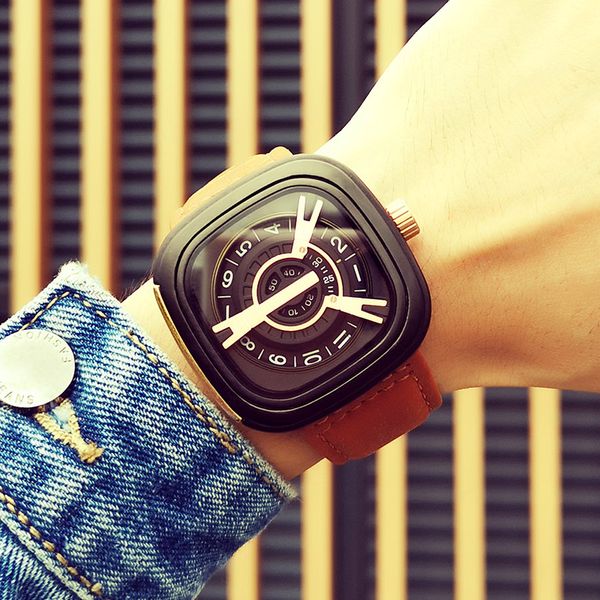 

glenaw mens watches male wristwatch clock big dial mens quartz wrist watch waterproof sport montre, Slivery;brown