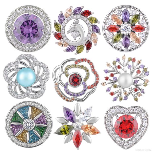 

10pcs styles zircon snaps mix pack 18mm gingersnaps snap button charms snap jewelry vn-1977