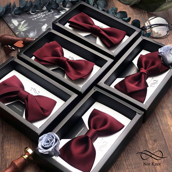 

notknot high-end wedding wedding groom groomsmen burgundy british-style bow chaired mens tie, Black;gray