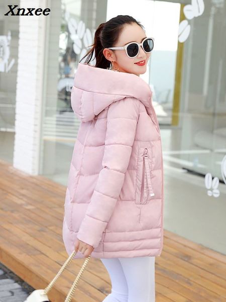 

new light warm thin hooded plus size long down women winter coat jacket 2018 clothing for mujer overcoat slim solid jacket, Tan;black