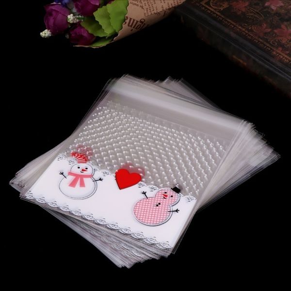 

100pcs/pack christmas candy bags self adhesive plastic seal bag cookies candy wrapping bags christmas pouch