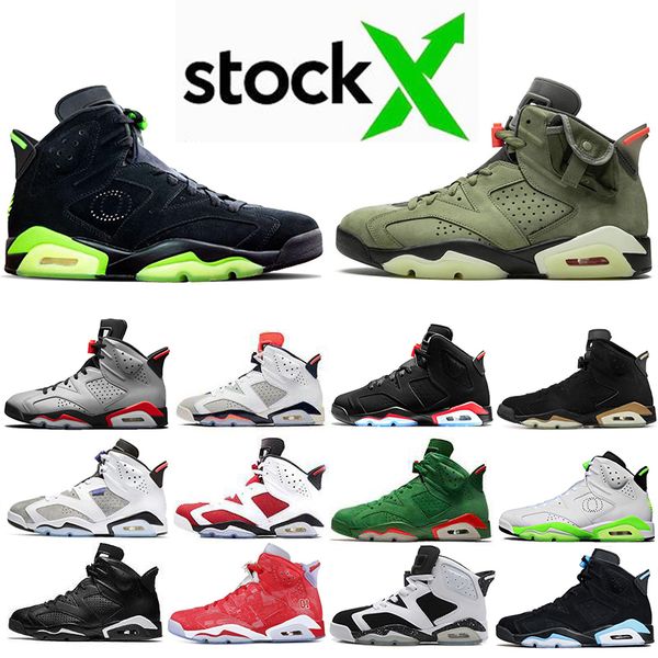 

new style travis scotts x 6 medium olive 6s men basketball shoes og yellow cactus jack unc reflective bugs bunny outdoor trainers sneakers, White;red
