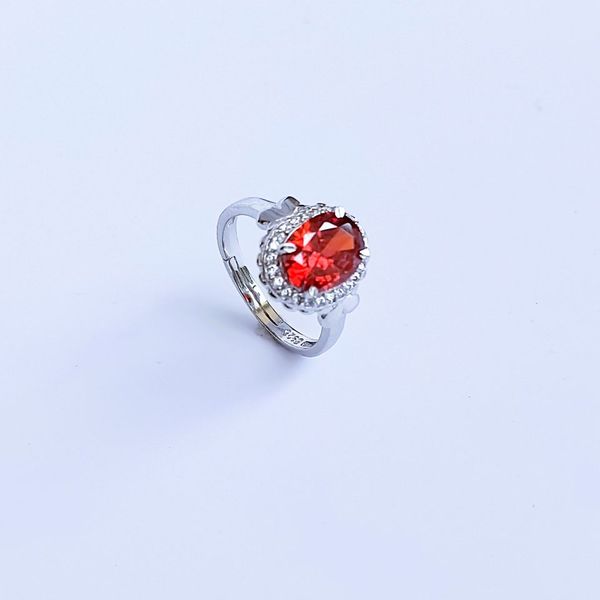 

cross border jewelry europe and america fashion parts plated rose gold with red stone zircon women's ring wholesale cu, Silver