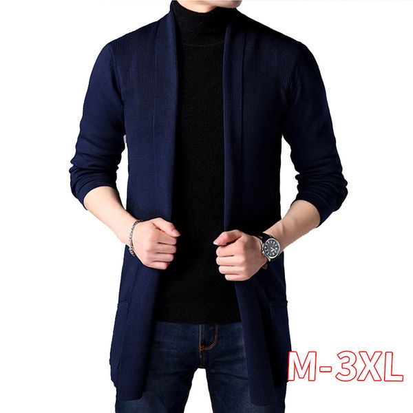 

men long style cardigan x-long knit sweater man spring and autumn long thin coat solid color sweatercoat wine red, White;black