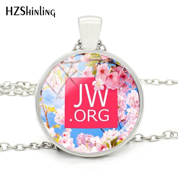 

hzshinling new fashion butterfly and flower jw.org silver necklace glass cabochon jewelry handmade craft gifts