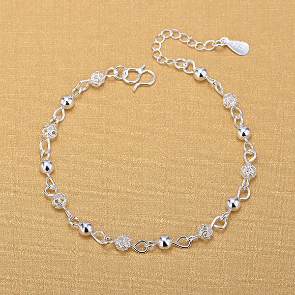 

silver plated anklets 925 fashion silver jewelry hollow beads anklet for women girls friend foot barefoot leg jewelry, Red;blue