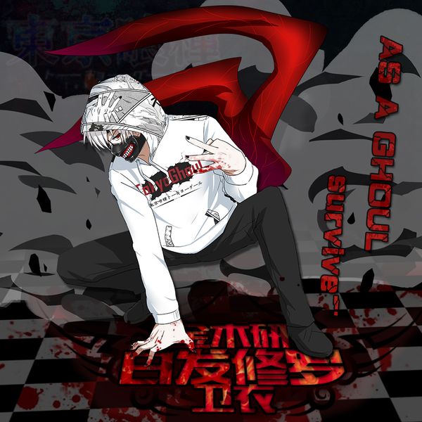 

moeyu anime tokyo ghoul kaneki ken hoodie cotton sweatshirt tracksuit autumn pullover clothing jacket men women suit, Black