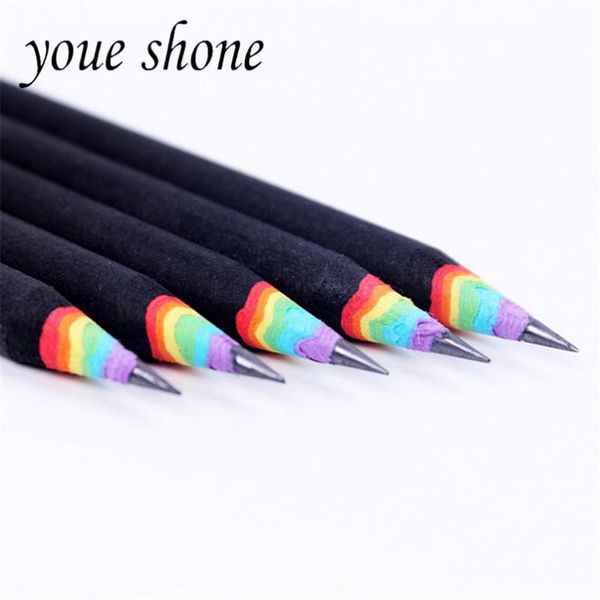 

youe shone 2pcs 2018 new explosion rainbow paper pencil black pencil black and white creative for school student