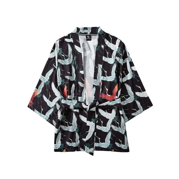 

korean shirt summer japanese kimono cardigan shirts for men five point sleeves kimono mens blouse camisas dos homens, White;black