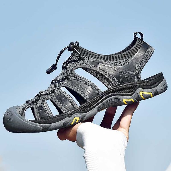 

summer sandals men outdoor breathable swimming beach shoes classic non slip men shoes sports roman sandals, Black
