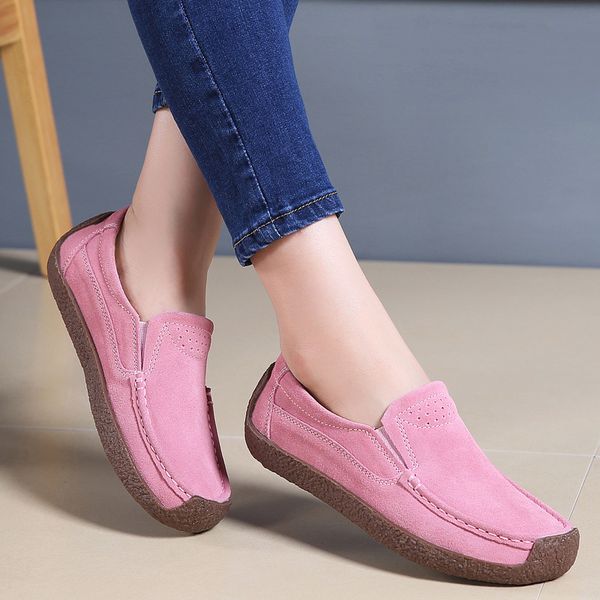 

2019 spring autumn new leather women shoes breathable comfortable outdoor casual women's single shoes flats zapatos de mujer, Black