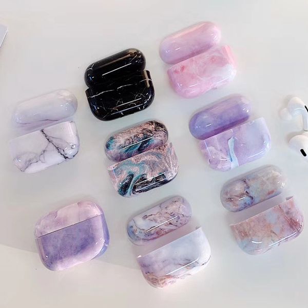 

luxury airpods case fashion new bluetooth headset shell water sticker marble airpods pro case protective cover wholesale-2