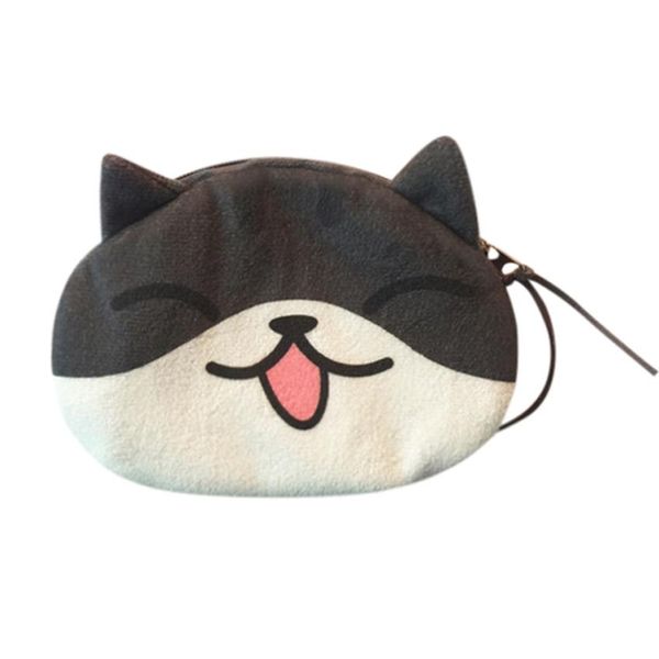

sleeper #5001 women cute print cat face girl plush coin purse change purse bag wallet ing, Red;black