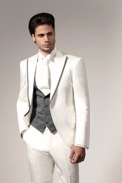 

новый черный / слоновая кость groomsmen one button groom tuxedos пик нагрудные мужские костюмы свадебные / выпускной вечер / ужин шафер blaz, Black;gray