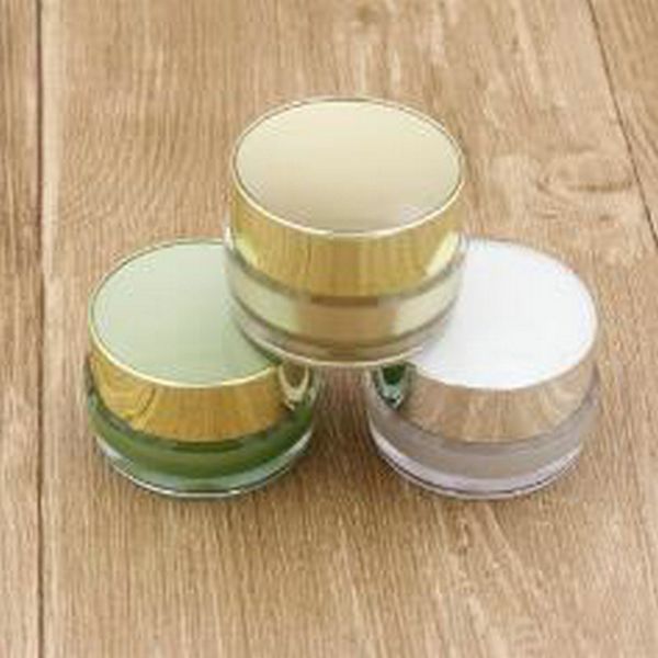 

green gold white acrylic plastic cosmetic cream jars 5g 10g 15g 30g for cosmetic packaging containers
