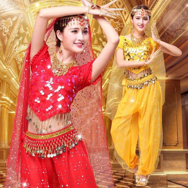 

india women 's dress dancing suit belly dance clothing autumn and winter beginners performance  spandex women 's, Black;red