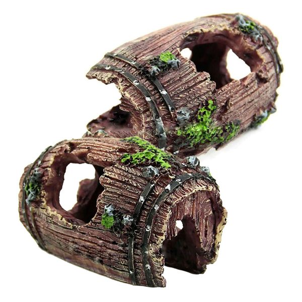 

new aquarium equipment accessorie fish tank artificial barrel resin ornament cave landscaping decoration 9.5x 7x 5cm