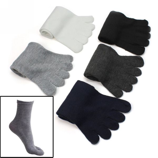 

men cotton cycling sports socks mens five fingers toe sock fitness running sock yoga middle socks meias camping meia may30, Black