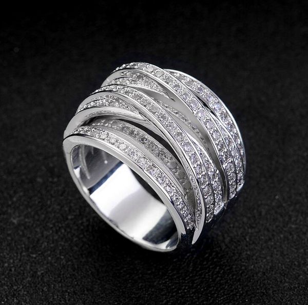 Arrivo all'ingrosso gioielli di moda di lusso 10KT oro bianco riempito di alta qualità 5A CZ Zirconia donne anello di fidanzamento di nozze anello regalo taglia 5-9