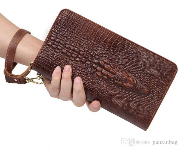 

leather business hand layer cow bag hand bag crocodile patterns, Red;black