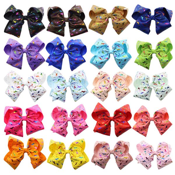 

pcs fashion unicorn pattern print printed large colourful bow clip butterfly hairpin handmade hair accessories for girls, Slivery;white