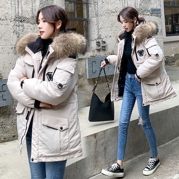 

parka women winter coats short cotton casual fur hooded jackets women thick warm winter parkas female overcoat coat 2019, Black