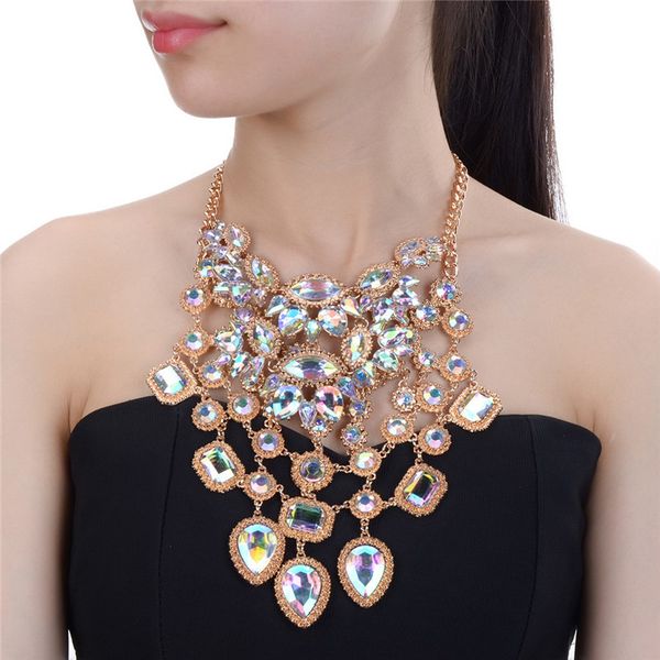 

jerollin choker necklace crystal beads necklaces & pendants bijoux femme statement necklaces lady dress accessory, Silver