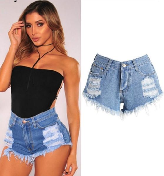 

распродажа!!! женские шорты джинсы 2019 середина талия кисточка denim шорты причинных сломанный hole jean синего sexy mini short hiver femme, White;black