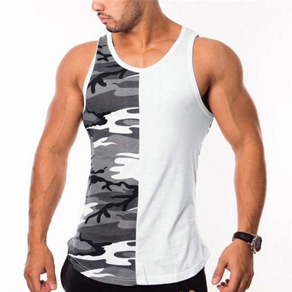 

mens bodybuilding sports sleeveless vest summer designer fitness scoop neck gym tank mens designer tshirt, White;black