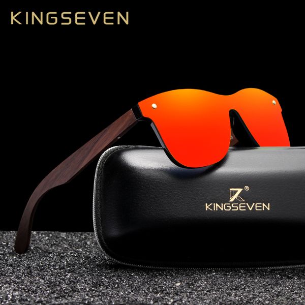 

kingseven 2019 handmade walnut wooden eyewear polarized mirror sunglasses men women vintage design masculino uv400, White;black