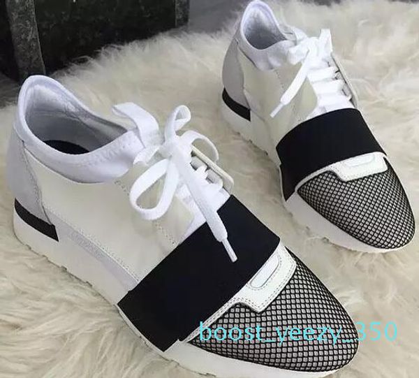 

race runner black leather fabric sneakers designer low women casual kanye west style race runner mesh breathable flats b350