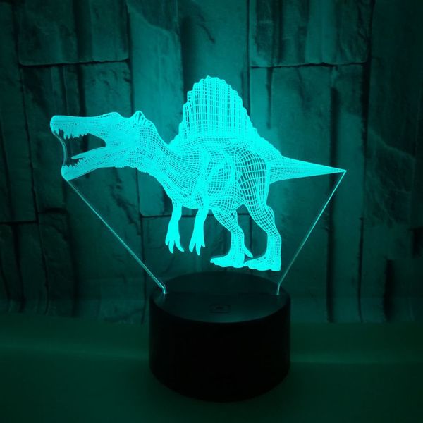 

christmas dinosaur spine dragon 3d lights seven color touch 3d led visual lamp usb gift lovely 7 color change led night light