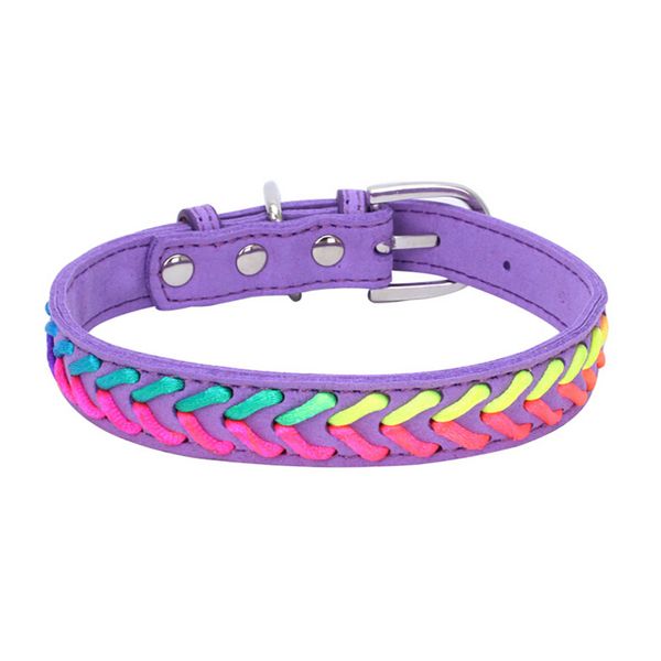 

exquisite adjustable colorful rope knitting dog puppy pet collars leather woven jewelry fashion pets essential accessories#b