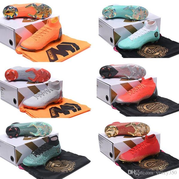 

дети mercurial vi элит бутсы fg born leader limited всего orange 360 ​​cr7 молодежи младший детский футбол бутсы plyknit высокие вершины, Black