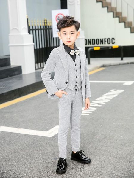 

boys suits blazer formal coat 2t-14 for wedding party piano toddler clothes silver kids suits, Black