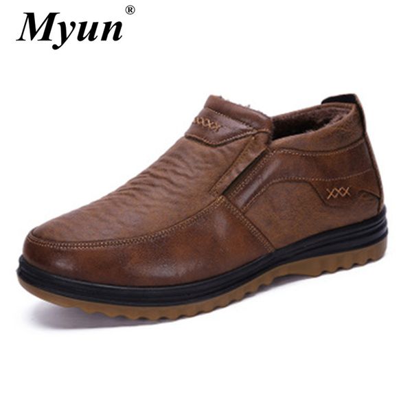 

classic men's winter cotton shoes zapatillas thickening plus velvet warm shoes soft bottom non-slip super comfortable boots men, Black